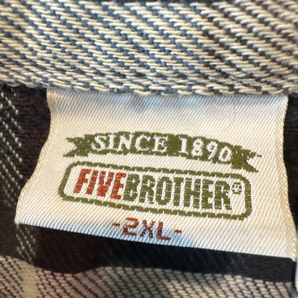 Vintage 90s Five Brother Flannel Shirt Mens 2XL Colorful Plaid Heavyweight - Picture 4 of 8